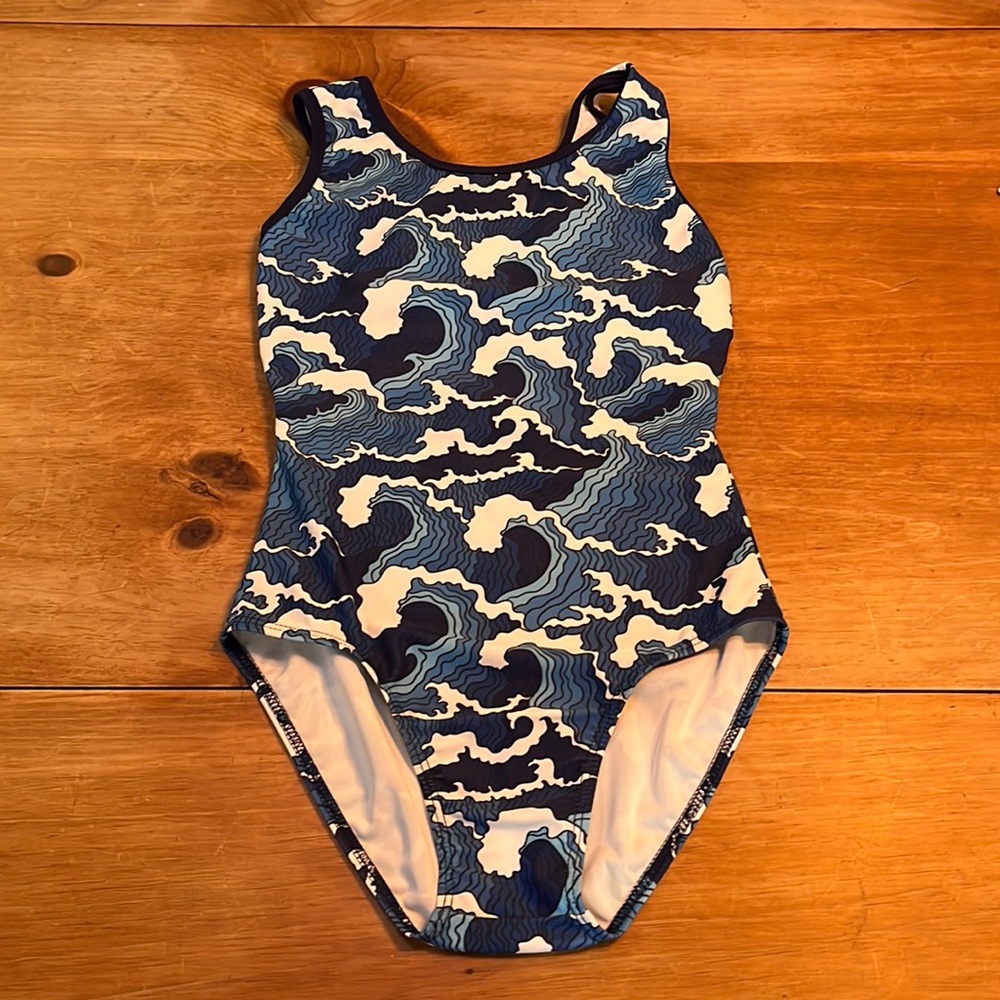 Women’s Blue Wave Print One-Piece leotard